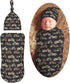 Motorcycles On Black Background Newborn Swaddle Blankets Hat Sets Soft Baby Receiving