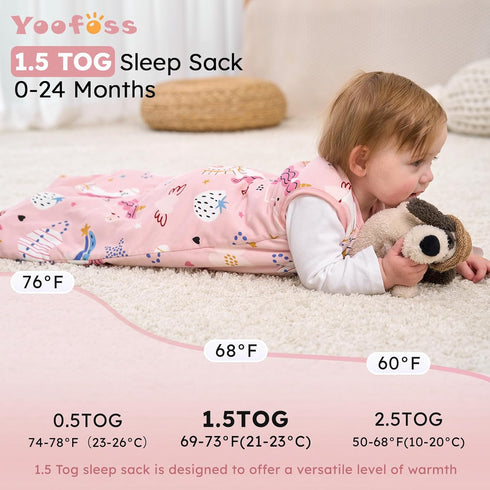 0-6 1.5 2-Way 100% Yoofoss Baby Sleep Sack Months, Tog Baby Wearable Blanket with Zipper, Cotton Organic Fabric Winter