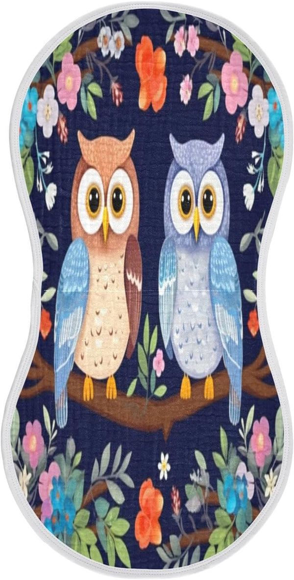 Bulletgxll Owls on A Tree Unisex Baby Burp Cloths Set of 4, Soft