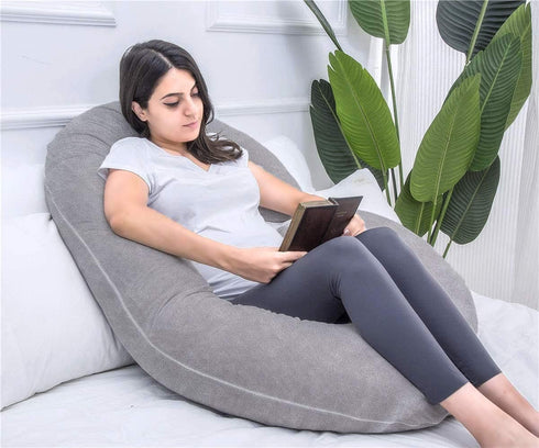 1 MIDDLE ONE Pregnancy Pillow, C Shaped Full Body Pillow for Maternity Support and Pregnant Women Sleeping with Velvet