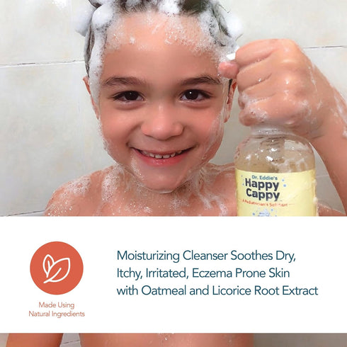 8 Oz (Pack 2) Happy Cappy Baby Shampoo and Body Wash - Eczema Body Wash for Kids & Toddlers, Helps with Dryness