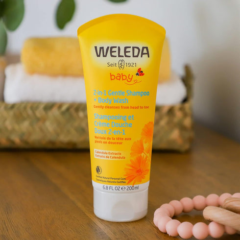 Weleda Baby Calendula 2-in-1 Gentle Shampoo and Body Wash - Plant Rich Cleanser, 6.8 Fluid Ounce