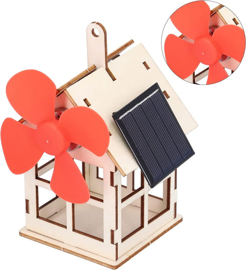 Windmill Wooden House Experiment Toy, Solar Powered DIY Kids Science Educational Experiment Toy