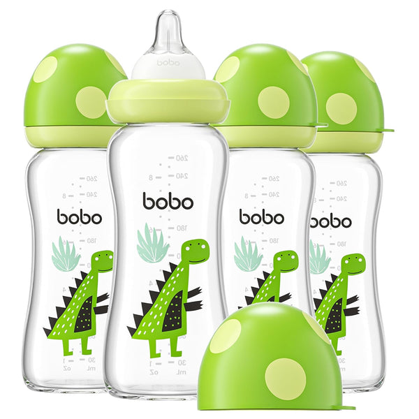 YOHKOH Natural Glass Baby Bottle with Level 2 Medium Flow Nipple, Newborn