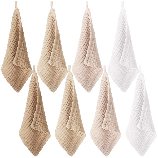SmoothNovelty 8 Pcs Baby Washcloths for Newborn 12 x 12 Inch Muslin