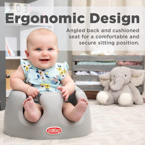 4+ Nuby My Floor Seat - Portable Baby Chair with Soft Foam Cushion, Safety Harness, and High Back Design - Months