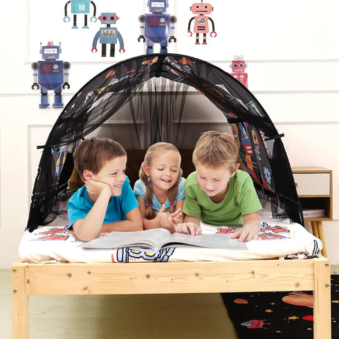 CRAWLBO Set-Up Kids Bed Tent Twin Beds -Cartoons Wonder Play Tents Boys Girls Ventilated Indoor Play Tent Children