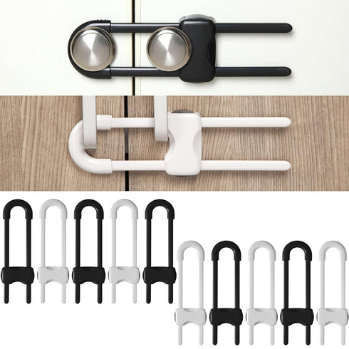 Jetec 10 Pieces Adjustable Cabinet Locks for Babies, U-Shaped Childproof Latch for Kitchen Door Storage Cupboard