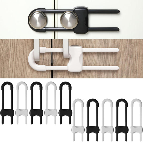 Jetec 10 Pieces Adjustable Cabinet Locks for Babies, U-Shaped Childproof Latch for Kitchen Door Storage Cupboard