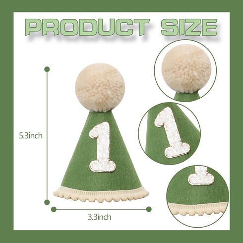 No.1 1st JUIIZAY First Birthday Party Decorations Green High Chair Banner Crown Cake Topper Birthday Decor