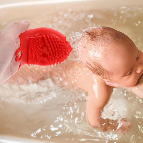 FRCOLOR Baby Head Scrubber Soft Silicone Baby Bath Scalp Brush Massage Flower Shape Cap Essential for Dry Brush Skin