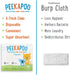 (50 Pack), Peekapoo - Disposable Cotton Wash Cloths Biodegradable, Soft, Thick, Baby Burp Cloths, Unscented