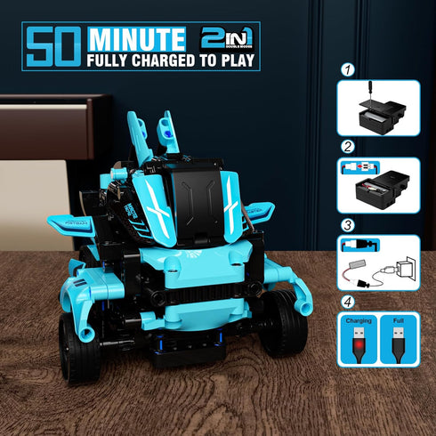 STEM Remote Control Car Building Kit for Kids Age 8-12, 2in1 Robots Building Set, RC Car Toy Set for Boys Girls