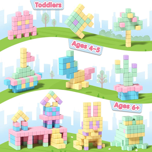 45PCS Magnetic Blocks, Toddler Girl Toys, Magnet Building Blocks, STEM Sensory Outdoor Toys for 3-5 Year Old Boys &