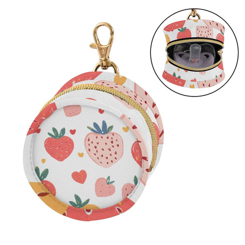 PYBUG Strawberry Round Pacifier Storage Case, Polyester & TPU Lined with Hook Buckle, Pacifier Container Box for Baby