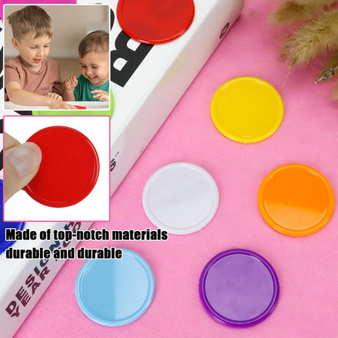 250 PCS Poker Card Game Chips, 37mm Plastic Poker Chips Bulk, Learning Counters Disks for Math Counting, 10 Colors