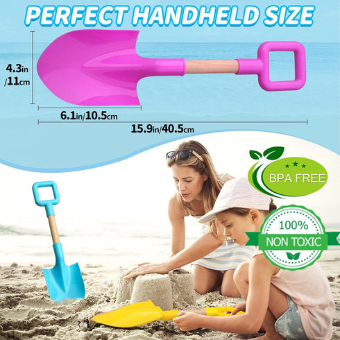 16" Jumbo Beach Sand Shovels Toys for Kids, Pink Gardening Tool Kits for Sand Snow Digging (3PCS)