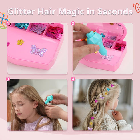 3-12 WooWee Hair Gem Stamper Kit, Sparkling Hair Jewels Styling Tool for Girls, Creative DIY Hair Art Crafts