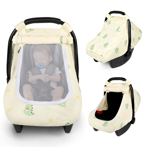 Muslin Baby Car Seat Cover for Boys Girls, Infant Carseat Canopy with