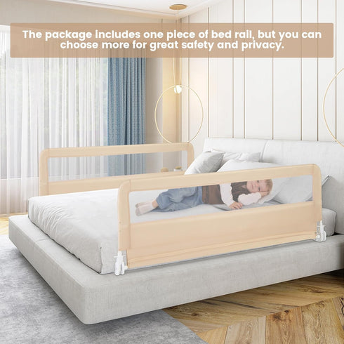 59-in (1 Pack, HONEY JOY Bed Rail for Toddlers, Extra Long, Portable Safety Bed Guardrail w/Double Safety Child Lock
