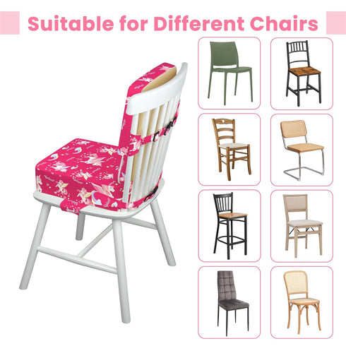 Toddler Booster Seat for Dining Table with Adjustable Straps, Kids Booster Seat for Kitchen Chair with Non-Slip Bottom