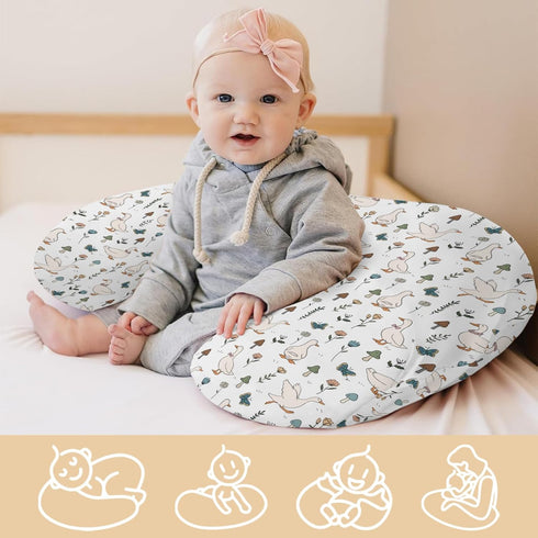 Cstdyfrv Cute Geese Boho Floral Mushroom Nursing Pillow Covers Vintage Duck Wildflowers Nursing Cover for Breastfeeding