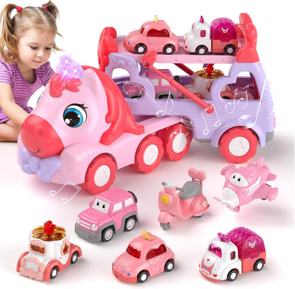 newcrave 7 in 1 Carrier Truck Toys for 1 2 3 Year