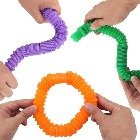 Jumbo Pop Toobs Fidget Toys, 7 Pieces Sensory Toys for Kids and Adults, DIY Decompression for ADHD Autism