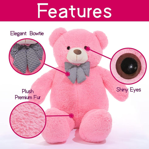 IKASA Giant Teddy Bear Plush Toy Stuffed Animal - Pink, 47 Inches