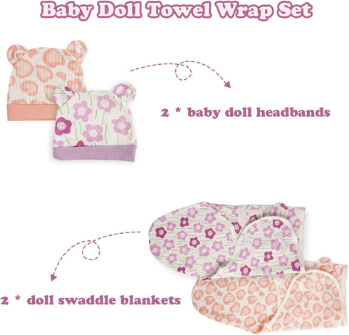 2 Sets 17-24 Inch Set BABESIDE of Reborn Baby Doll Blankets with Hats for Babydolls, Reborn Baby Doll Accessories