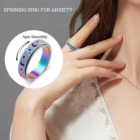 Anxiety Relief Ring Fidget Spinner Ring Stress Relief Toy Stainless Steel Spinner Ring Fidget Rings for Wome Men Unisex