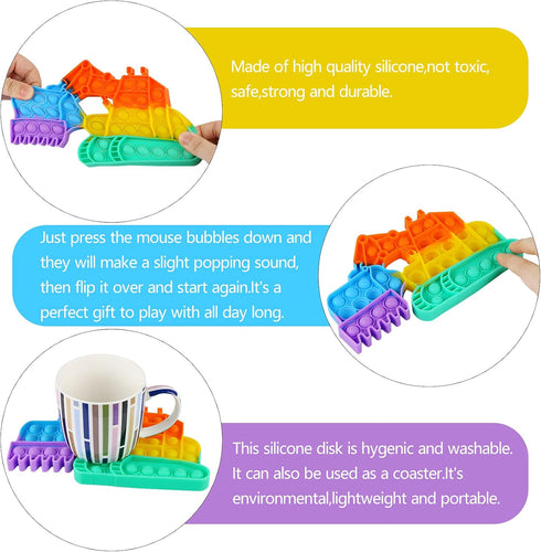4 Pack Push Pop Bubble Sensory Fidget Toys, Rainbow Simple Fidget Toy Pack Silicone Squeeze Toy for Stress Relief