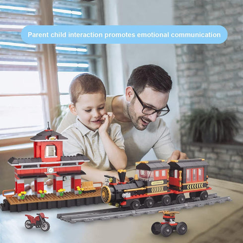 Classic Train Building Blocks Toys, 583 Pieces STEM Learning Construction Toys for Boys and Girls