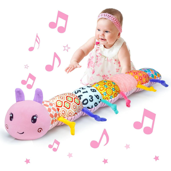 Baby Infant Musical Toy, Soft Stuffed Animal with Multi Textures, Rattle, Crinkle for Newborns