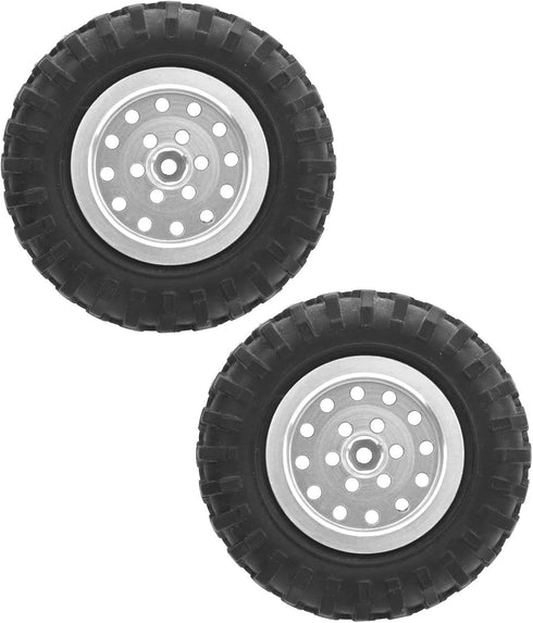 55mm/2.2in 1/10 Scale Rubber Tires & Wheel Rims AntiSkid for D12 Model Parts (Silver S)