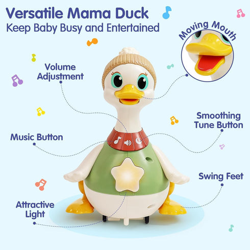 6-12 Set Tummy 1 HOLA Baby Toys Months Musical Dancing Duck Toy with Mama and Babys Time Toys, Crawling and Interaction