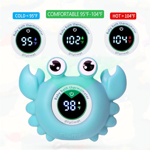 Baby Bath Thermometer, Newborn Swimming Safety Toy, Bathtub Water Thermometer, Large Eyed Crab Toy Floating Temperature