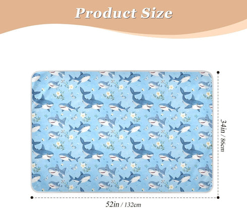 siphylline 52" 34" Cartoon Cute Sea Animal Blue Extra Large Resuable Changing Pad Covers Waterproof Washable Crib Pee