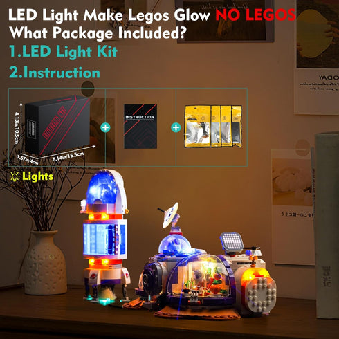 VONADO LED Light Kit for Lego Mars Space Base and Rocket 42605, Creative Lighting Set Accessories
