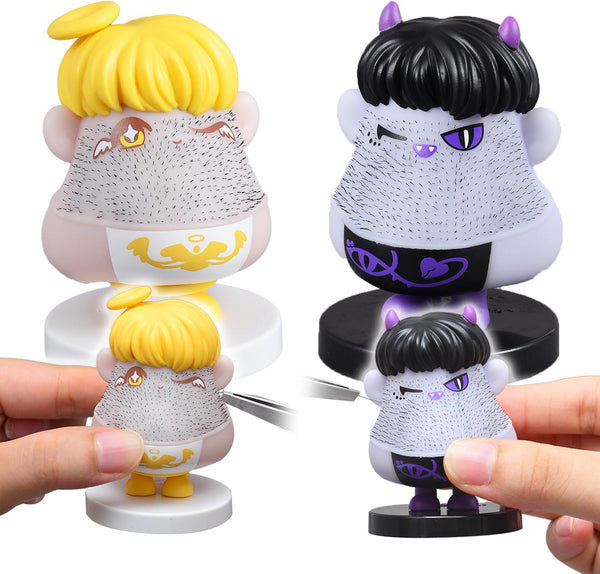2PCS Angels and Demons Hair Plucking Fidget Toys,Shaking Bobblehead Dashboard Decor Car