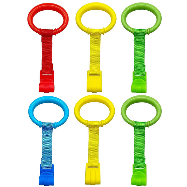Baby Pull Up Rings, 6PCS Pull Up Rings for Playpen, Baby Crib Hanging Rings, Infant Toddler Walking Assistant