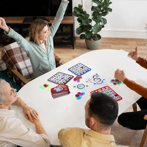 GSE Complete Bingo Game Set - 100 Bingo Cards, 1000 Colorful Chips & Calling Cards for Adults & Seniors