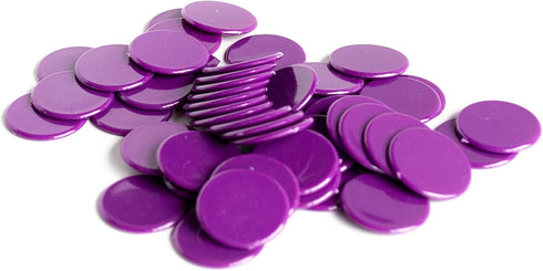Plastic Counters: Purple Color Gaming Tokens - 50 Pieces for Bingo Chips, Tiddly Winks, and Board Games
