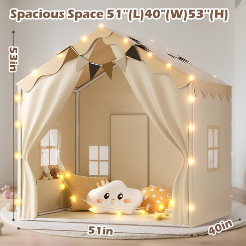 2-in-1 2 4 Windows,2 Toddlers,53" x40" 51" EagleStone Kids Tent,Large Play Tent with Padded Mat and Lights,Kids