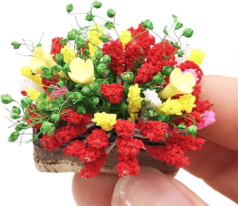 Dollhouse Decoration Plant Pots - Miniature Green Potted Bonsai Model Accessories, 1:12 Scale