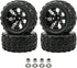 4x 1:10 RC Monster Truck Car Wheels Rubber RC Tires with 7 Spokes Wheel Rim Black RC Parts by Rowiz