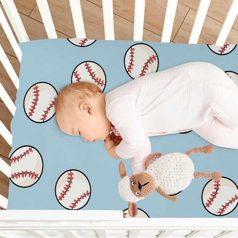 39 27 5In Breathable Mini Crib Mattress Sheets Fitted, Toddler Baby Sheets for Crib Mattress Soft & Breathable * * Blue