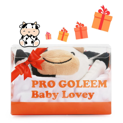 16 Inch Pro Goleem Cow Security Blanket Soft Loveys for Babies for Boys and Girls Newborn Lovie Infant Blankie Cow Baby