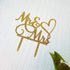 Mr and Mrs Cake Topper, Bride and Groom Wedding/Engagement Decoration, Gold Glitter Acrylic Sign