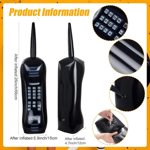 Gejoy 2 Pieces Inflatable Radio Boombox Mobile Phone Props for 80s 90s Hip Hop Theme Party Decorations